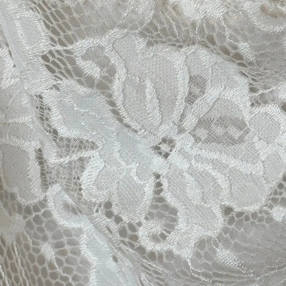 Saylor Lace Dress Ruched Bodycon Spaghetti Strap Cream Midi‎ Dress Size Medium